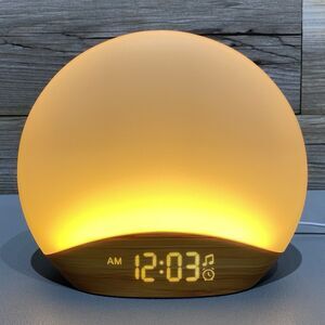 REACHER Sunrise Alarm Clock 26 Sleep Sounds Noise Wake Up Light Clock Wood Grain